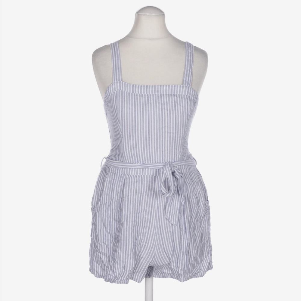 Hollister Blue and White Striped Romper with Tie Belt